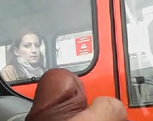 Dude jerking in the car and casual dame eyed him on the bus