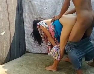 Indian girl pounds her neighbor standing rear end fashion